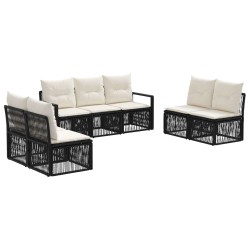 Ensemble de canapé de jardin 7 pcs Noir polyrotin 637204637204