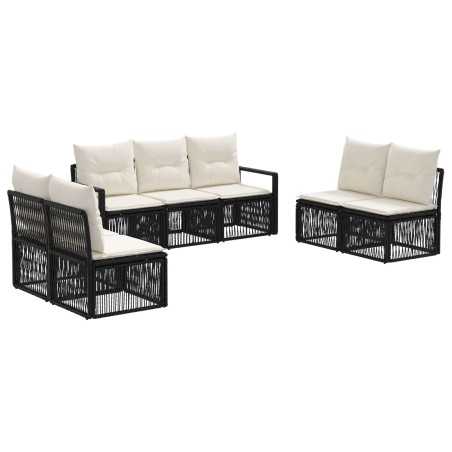 Ensemble de canapé de jardin 7 pcs Noir polyrotin 637204637204