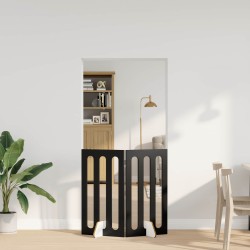 Clôture pliable pour animaux 2 pcs Chêne Noir Bois d’ingénierie 637207637207