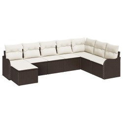 Ensemble de canapé de jardin 8 pcs Marron Poly rotin 637211637211