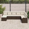 Ensemble de canapé de jardin 8 pcs Marron Poly rotin 637211637211