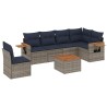 Salon de jardin 7 pcs avec coussins gris résine tressée 637215637215