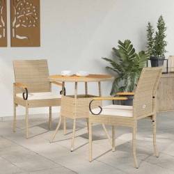 Chaises de jardin avec coussin 2 pcs Beige et blanc crème 637225637225