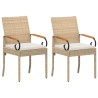 Chaises de jardin avec coussin 2 pcs Beige et blanc crème 637225637225