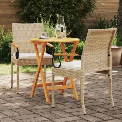 Chaises de jardin avec coussin 2 pcs Beige et blanc crème 637225637225