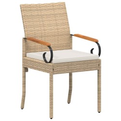 Chaises de jardin avec coussin 2 pcs Beige et blanc crème 637225637225