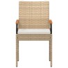 Chaises de jardin avec coussin 2 pcs Beige et blanc crème 637225637225