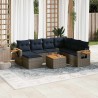 Salon de jardin 8 pcs avec coussins gris résine tressée 637226637226