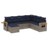 Salon de jardin 7 pcs avec coussins gris résine tressée 637228637228