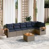 Salon de jardin 7 pcs avec coussins gris résine tressée 637229637229
