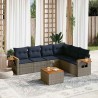 Salon de jardin 7 pcs avec coussins gris résine tressée 637233637233