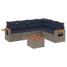 Salon de jardin 7 pcs avec coussins gris résine tressée 637233637233
