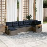 Salon de jardin 7 pcs avec coussins gris résine tressée 637236637236