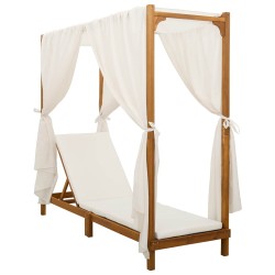 Transat simple avec auvent et rideaux Bois d'Acacia Massif 637243637243