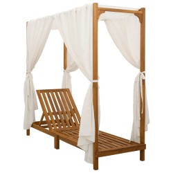 Transat simple avec auvent et rideaux Bois d'Acacia Massif 637243637243