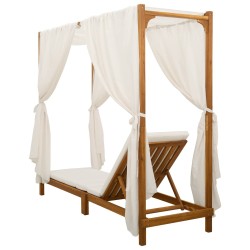 Transat simple avec auvent et rideaux Bois d'Acacia Massif 637243637243