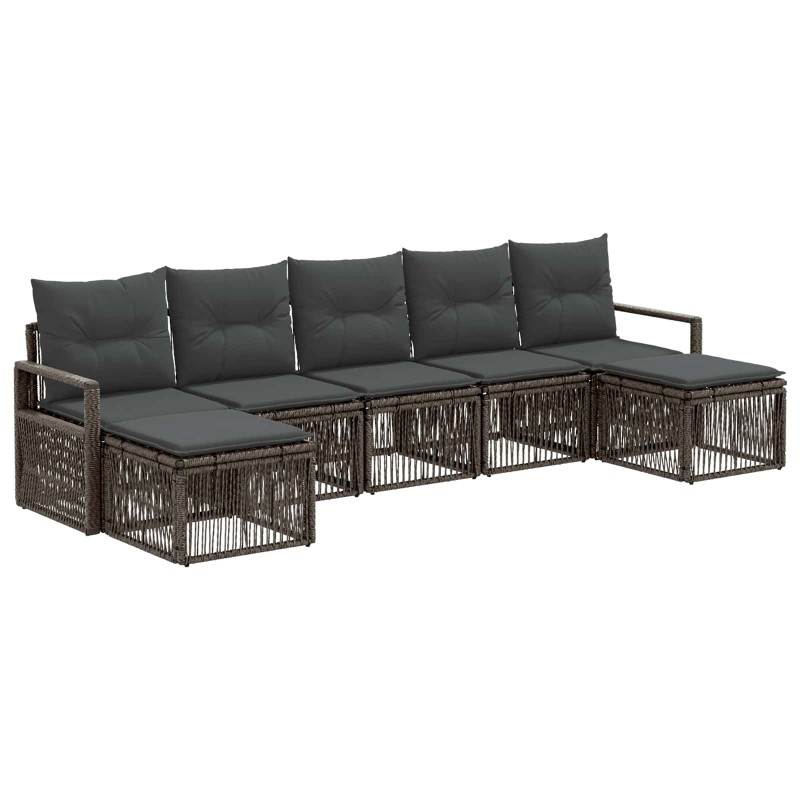 Ensemble de canapé de jardin 7 pcs Gris polyrotin 637245637245