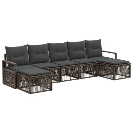 Ensemble de canapé de jardin 7 pcs Gris polyrotin 637245637245