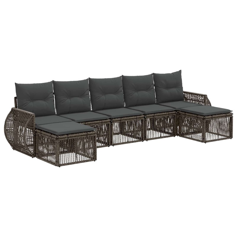 Ensemble de canapé de jardin 7 pcs Gris et Gris foncé polyrotin 637246637246