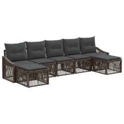 Ensemble de canapé de jardin 7 pcs Gris polyrotin 637250637250