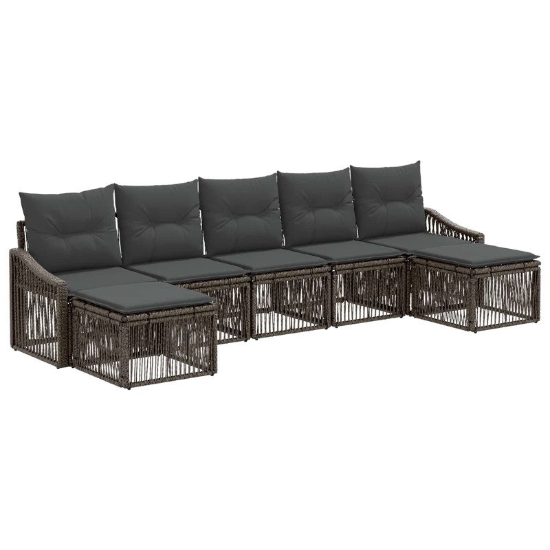 Ensemble de canapé de jardin 7 pcs Gris polyrotin 637250637250