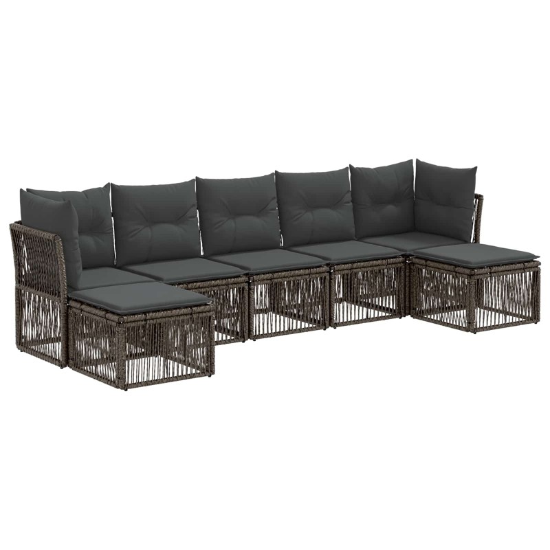 Ensemble de canapé de jardin 7 pcs Gris polyrotin 637255637255