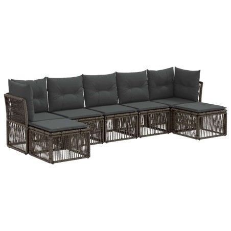 Ensemble de canapé de jardin 7 pcs Gris polyrotin 637255637255