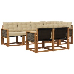Ensemble de canapés d'extérieur 7 pcs Naturel et Beige 637256637256