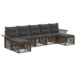 Ensemble de canapé de jardin 7 pcs Gris polyrotin 637264637264