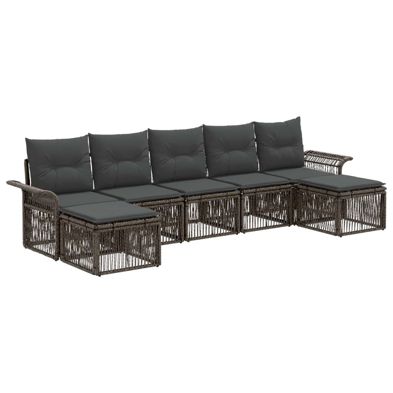 Ensemble de canapé de jardin 7 pcs Gris polyrotin 637264637264