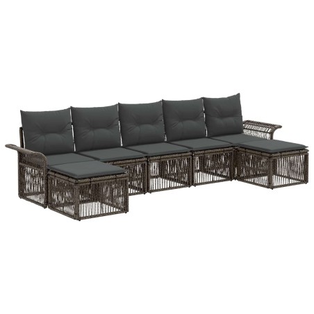 Ensemble de canapé de jardin 7 pcs Gris polyrotin 637264637264