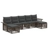 Ensemble de canapé de jardin 7 pcs Gris polyrotin 637264637264
