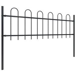 Clôture de jardin avec arceau en acier 1426 x 60 cm Noir 637265637265