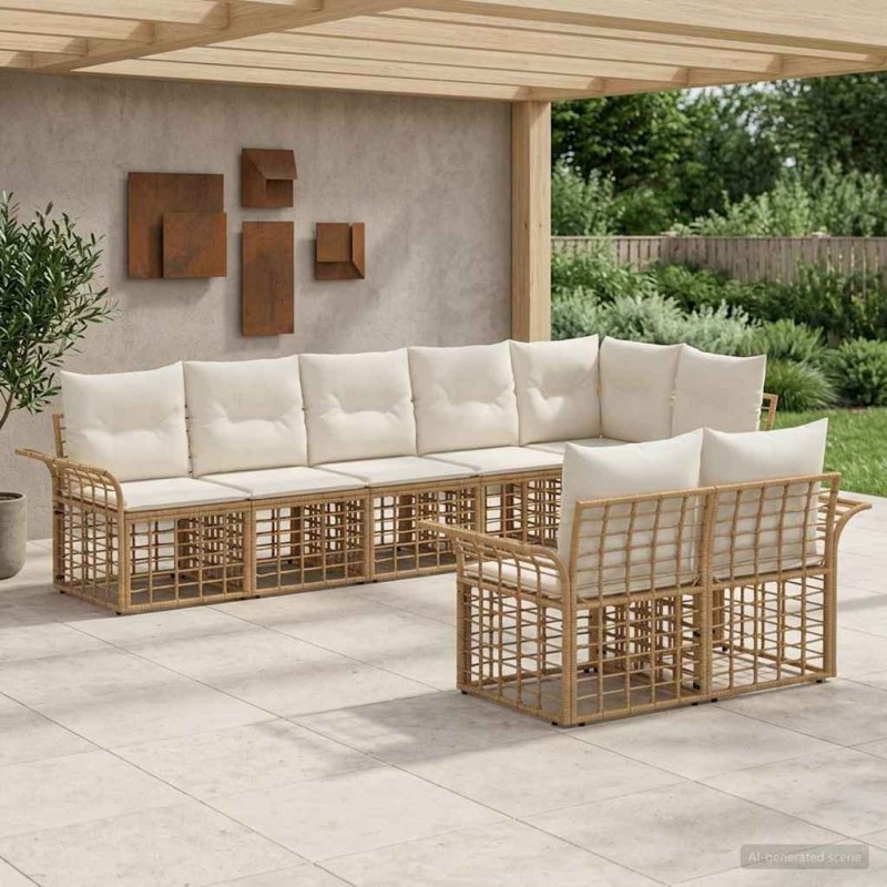 Ensemble de canapés d'extérieur 8 pcs Blanc Naturel et Crème 637267637267