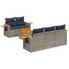 Salon de jardin 6 pcs avec coussins gris résine tressée 637273637273