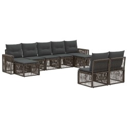 Ensemble de canapé de jardin 9 pcs Gris et Gris foncé polyrotin 637286637286