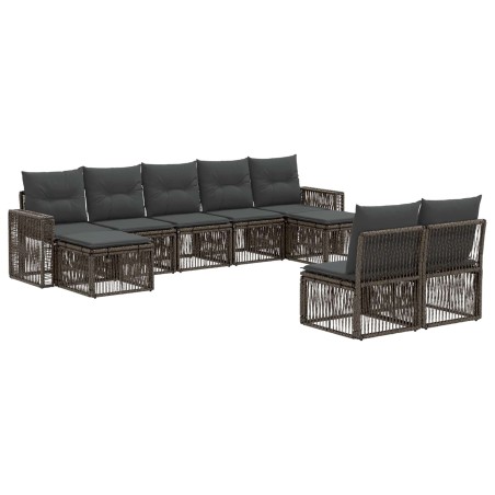Ensemble de canapé de jardin 9 pcs Gris et Gris foncé polyrotin 637286637286