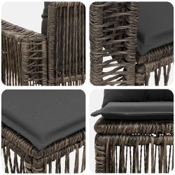 Ensemble de canapé de jardin 9 pcs Gris et Gris foncé polyrotin 637286637286