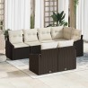 Ensemble de canapé de jardin 7 pcs Marron et blanc polyrotin 637287637287