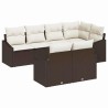 Ensemble de canapé de jardin 7 pcs Marron et blanc polyrotin 637287637287