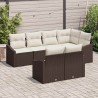Ensemble de canapé de jardin 7 pcs Marron et blanc polyrotin 637287637287