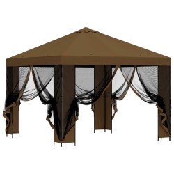 Abri de jardin avec parois 3 x 3 m Taupe Polyester et Acier 637308637308
