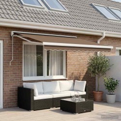 Auvent rétractable Taupe 300 x 250 cm Tissu et Métal 637318637318