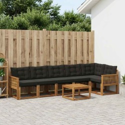 Ensemble de canapés d'extérieur 7 pcs Naturel et noir 637320637320