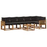Ensemble de canapés d'extérieur 7 pcs Naturel et noir 637320637320