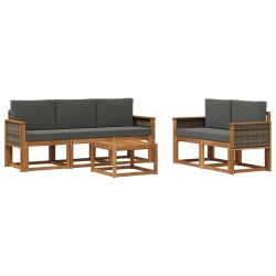 Ensemble de canapés d'extérieur 6 pcs Naturel et Anthracite 637326637326
