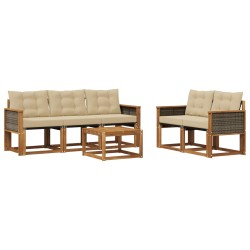 Ensemble de canapés d'extérieur 6 pcs Naturel et Beige 637327637327