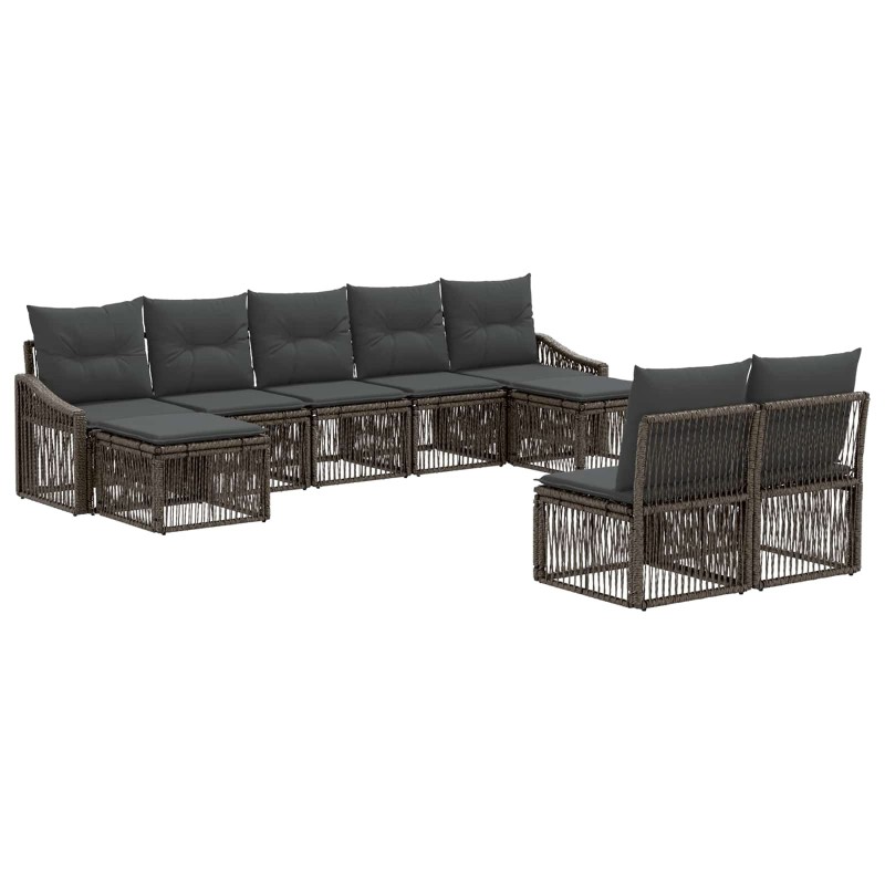 Ensemble de canapé de jardin 9 pcs Gris polyrotin 637331637331