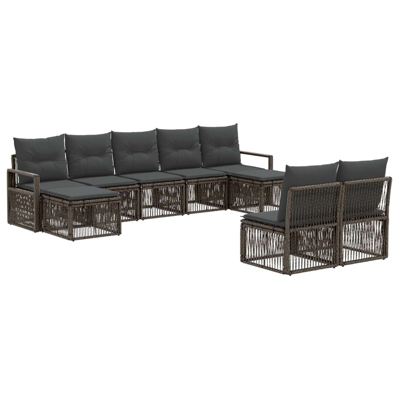 Ensemble de canapé de jardin 9 pcs Gris polyrotin 637332637332
