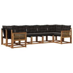 Ensemble de canapés d'extérieur 7 pcs Naturel et noir 637341637341